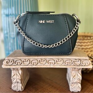 Nine West Mini Vintage Hand Bag Purse Rare Navy Silver Chain Cute Collectible
